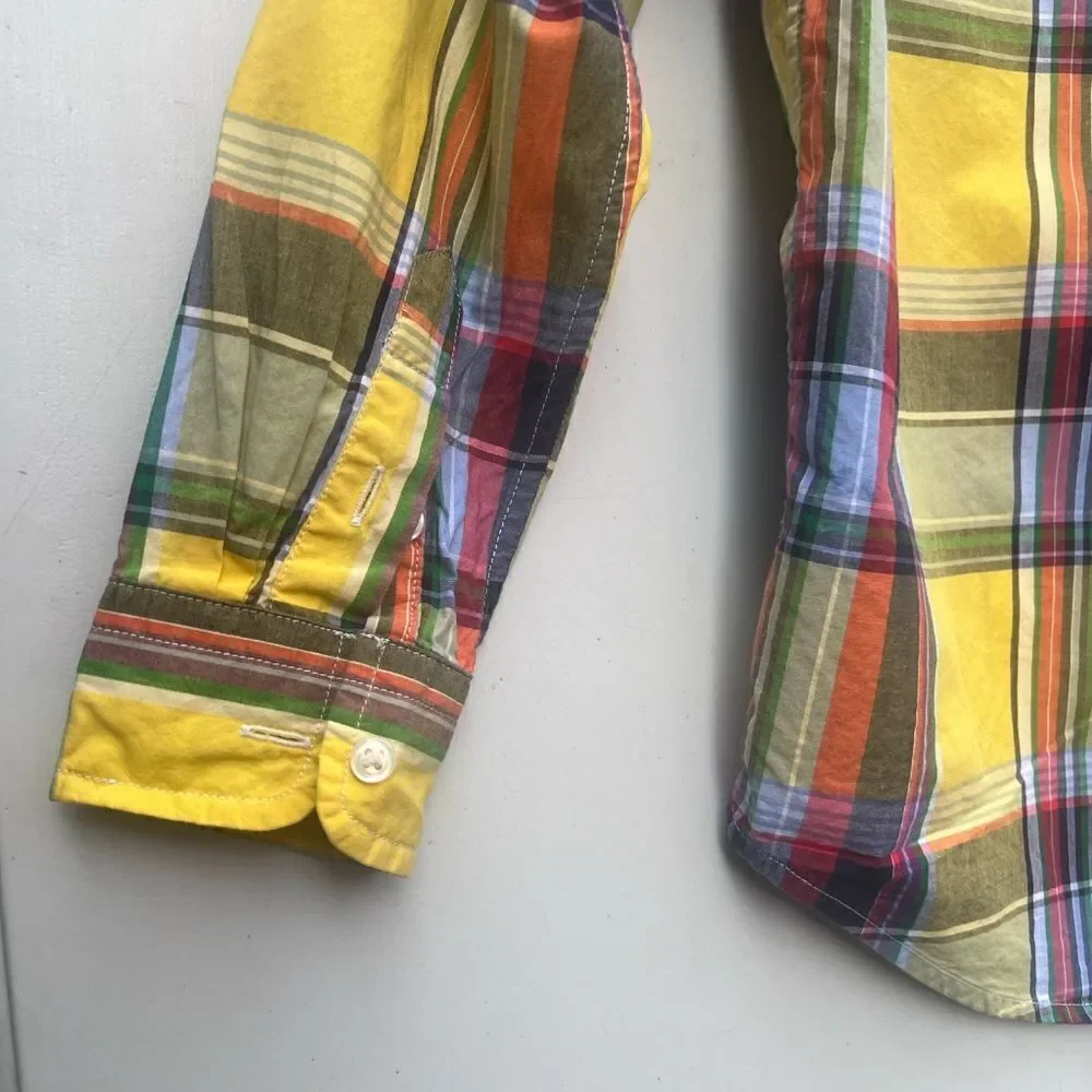 Ralph Lauren Boys Yellow Plaid Dress Shirt size 5